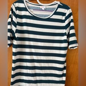 LuLaRoe Dark Green and White Striped Gigi